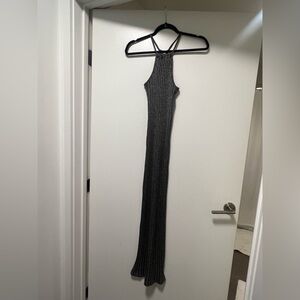 Zara Ribbed Halter Maxi Dress - Charcoal